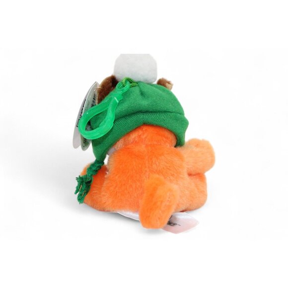 Cutie Pet-Tudies Fable Holiday Fox Plush Backpack Clip W/ Green Hat & Pom Pom - Picture 3 of 4